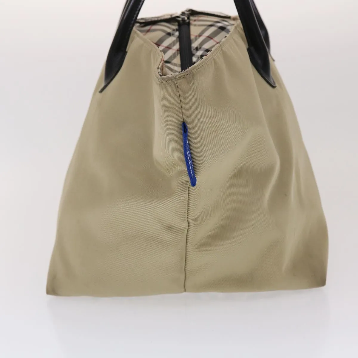 Trendy Inspired Burberry Nova Check Blue Label Tote Bag Nylon Beige Auth Yb277