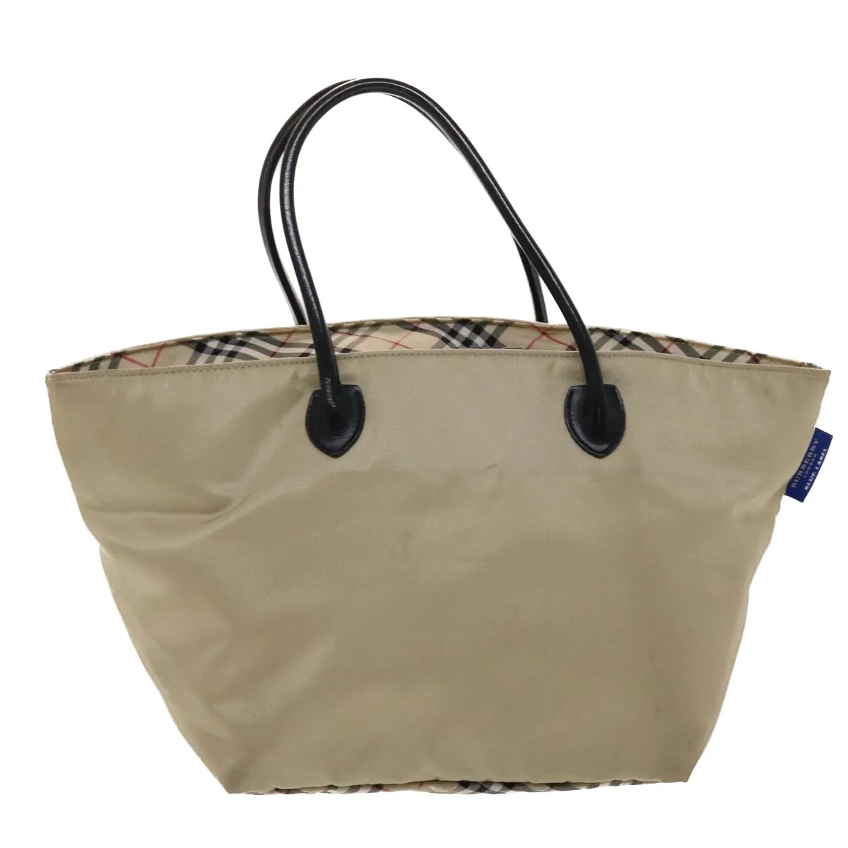 Trendy Inspired Burberry Nova Check Blue Label Tote Bag Nylon Beige Auth Yb277