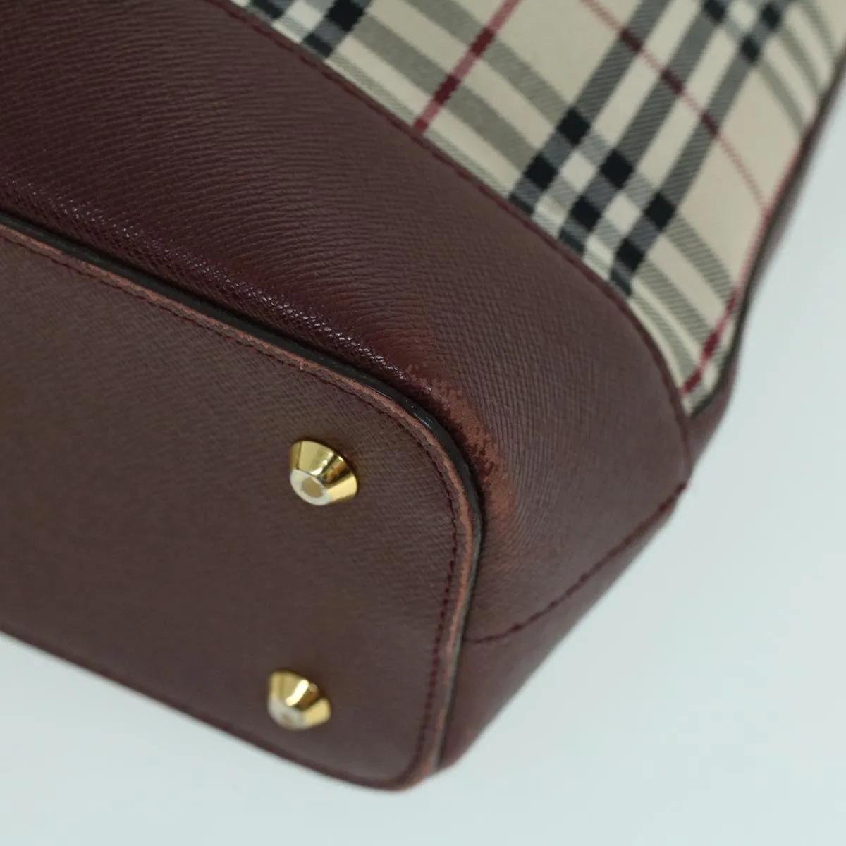 Trendy Inspired Burberry Nova Check Tote Bag Canvas Leather Beige Red Auth 54022