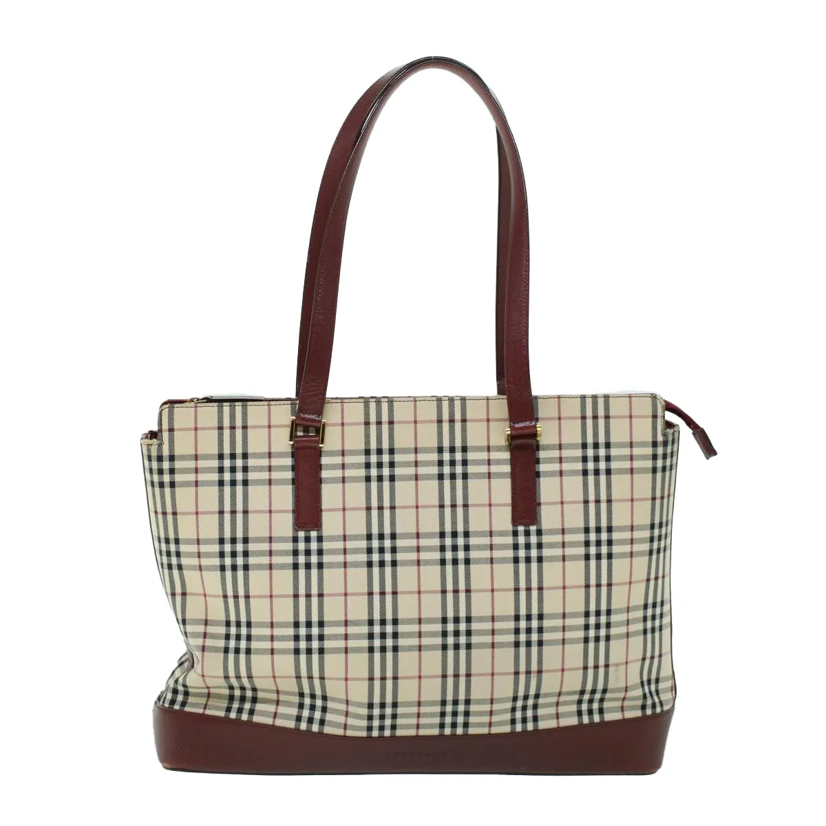 Trendy Inspired Burberry Nova Check Tote Bag Canvas Leather Beige Red Auth 54022
