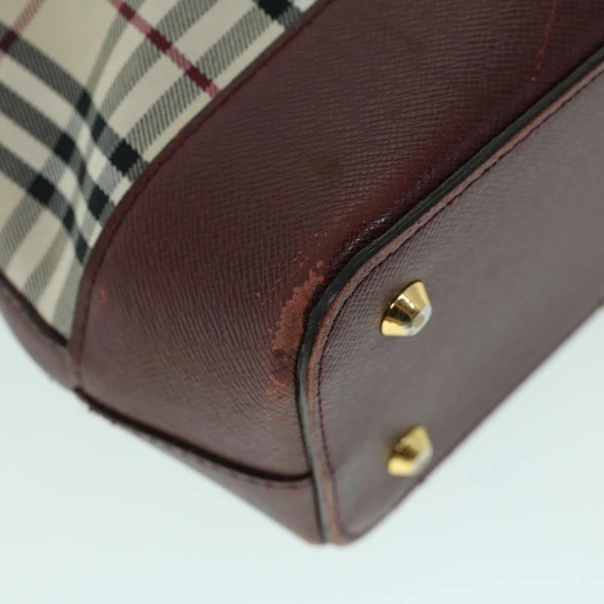 Trendy Inspired Burberry Nova Check Tote Bag Canvas Leather Beige Red Auth 54022