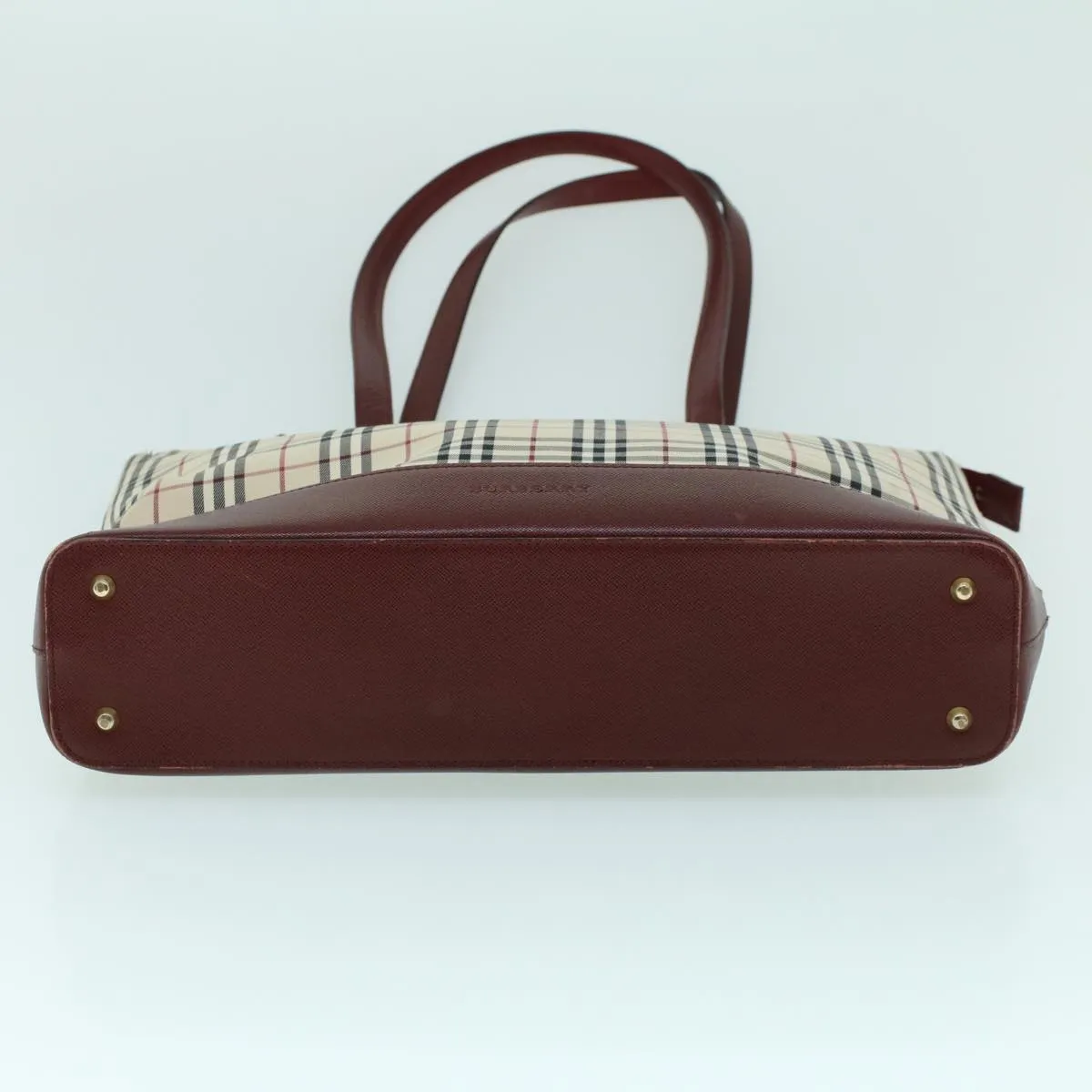 Trendy Inspired Burberry Nova Check Tote Bag Canvas Leather Beige Red Auth 54022