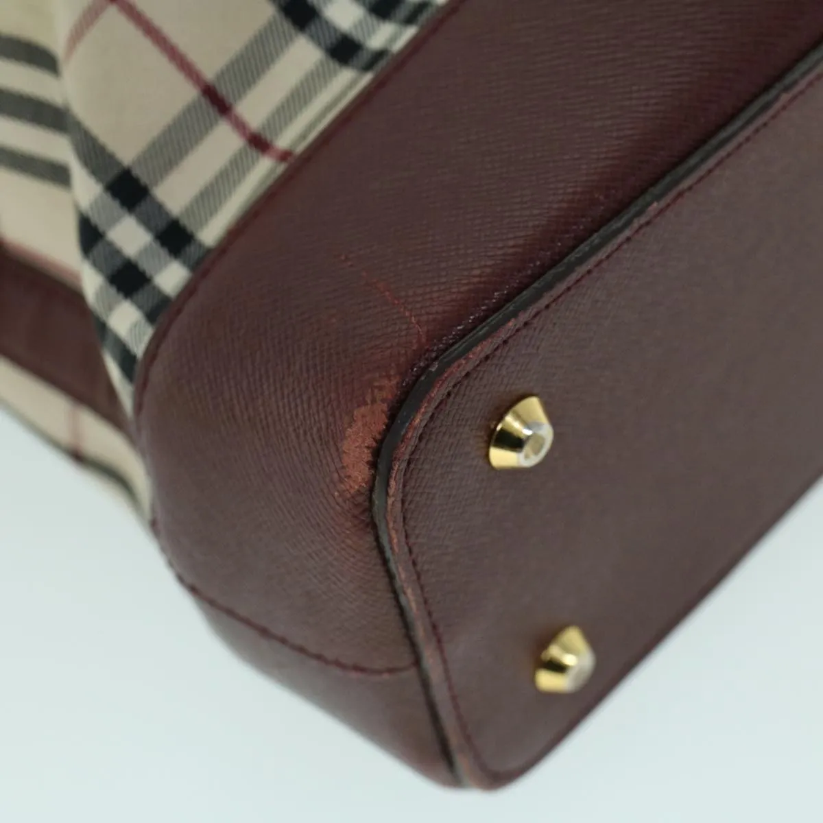 Trendy Inspired Burberry Nova Check Tote Bag Canvas Leather Beige Red Auth 54022
