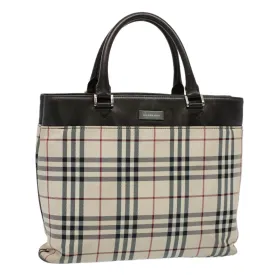 Trendy Inspired Burberry Nova Check Tote Bag Nylon Canvas Beige Auth 56349