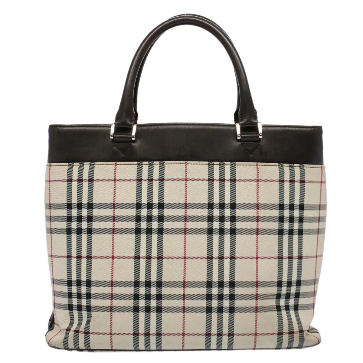 Trendy Inspired Burberry Nova Check Tote Bag Nylon Canvas Beige Auth 56349