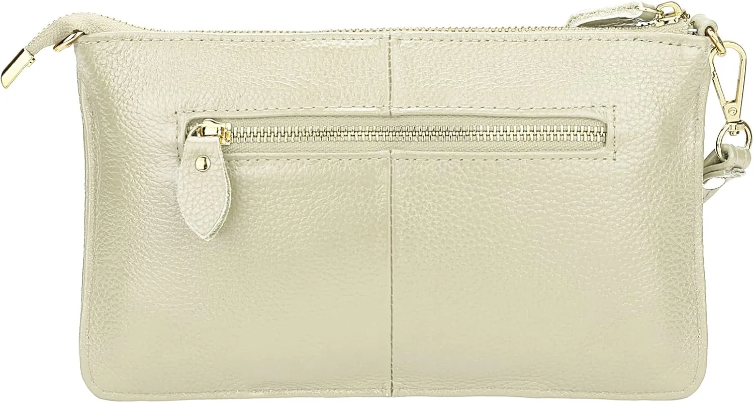 Uromee Wristlet Wallet Clutch Purses for Women Genuine Leather Crossbody Bag Handbag with Detachable Shoulder Chain
