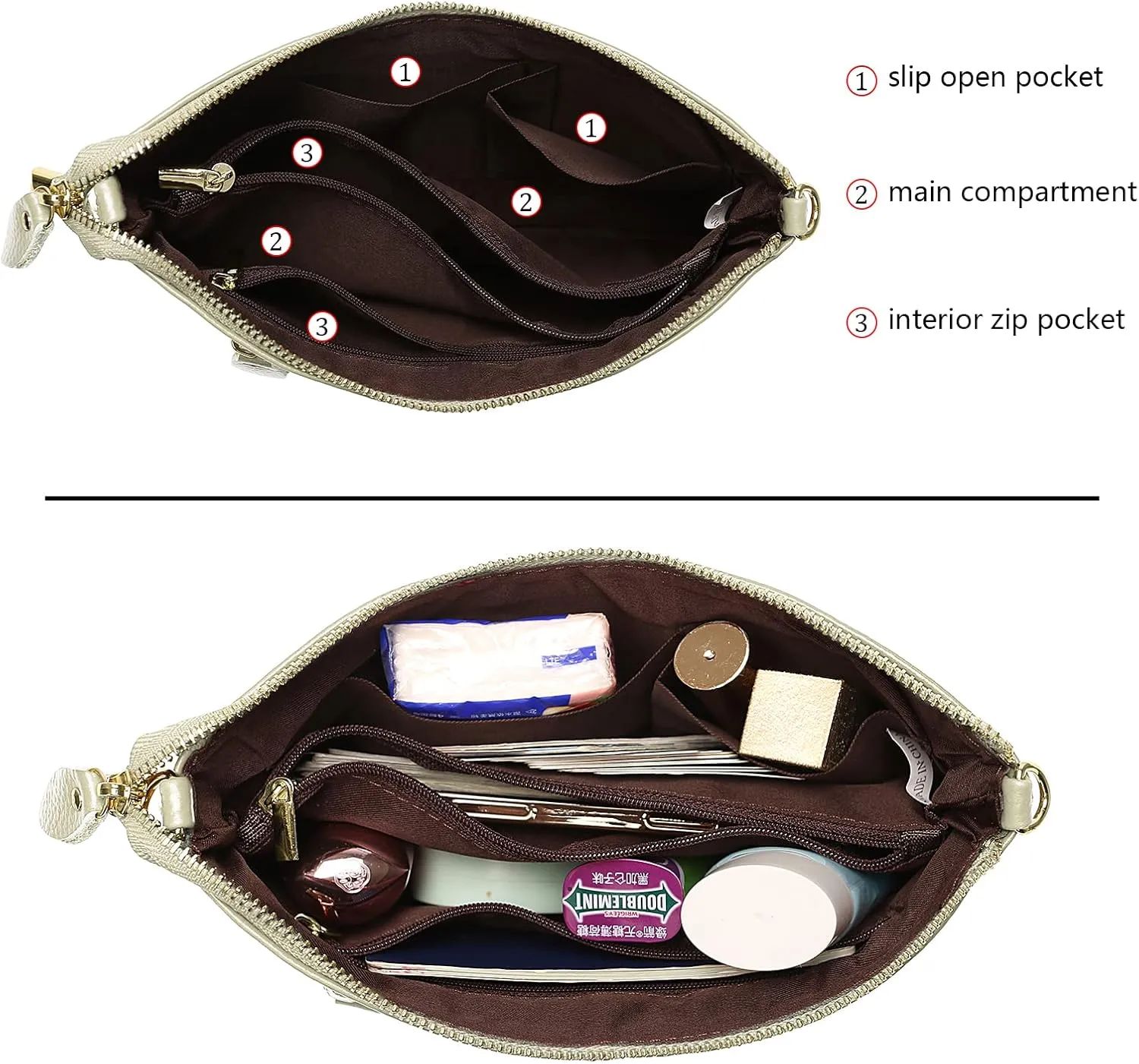 Uromee Wristlet Wallet Clutch Purses for Women Genuine Leather Crossbody Bag Handbag with Detachable Shoulder Chain