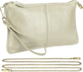 Uromee Wristlet Wallet Clutch Purses for Women Genuine Leather Crossbody Bag Handbag with Detachable Shoulder Chain