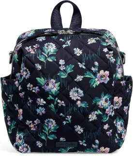 Vera Bradley Women's Performance Twill Convertible Small Backpack, Navy Garden, One Size