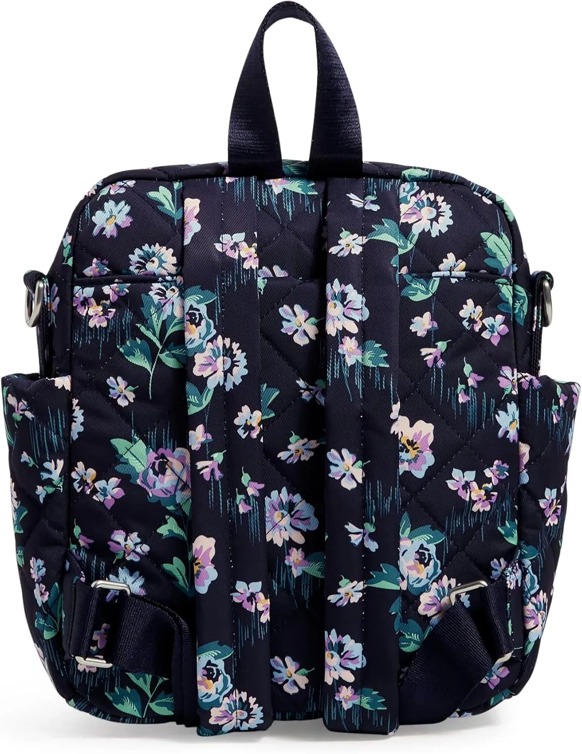 Vera Bradley Women's Performance Twill Convertible Small Backpack, Navy Garden, One Size