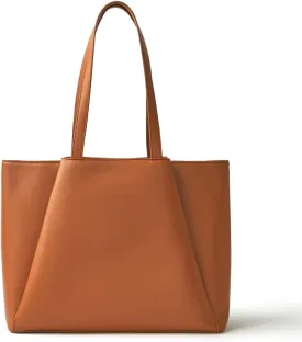 Work Tote Bags for Women 15.6 Inch - Laptop Tote Bag with Zip Compartments - Large PU Leather Office Purse Computer Briefcase - Brown